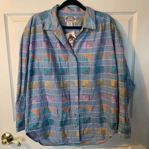 Tops - Vintage Angelique 100% Cotton Button Up Long Sleeve
